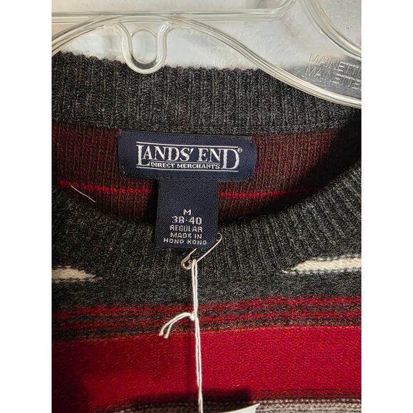 Vtg New Old Stock Lands' End Direct Merchants Men's Med Lambswool Sweater Red - Picture 2 of 7